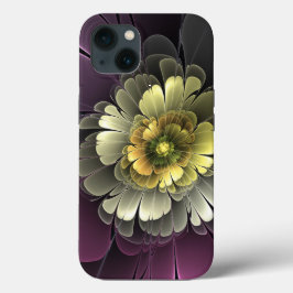 Abstracte moderne purper khaki grijze fractal bloe Case-Mate iPhone case