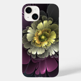Abstracte moderne purper khaki grijze fractal bloe Case-Mate iPhone 14 hoesje