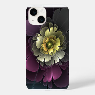 Abstracte moderne purper khaki grijze fractal bloe Case-Mate iPhone 14 hoesje