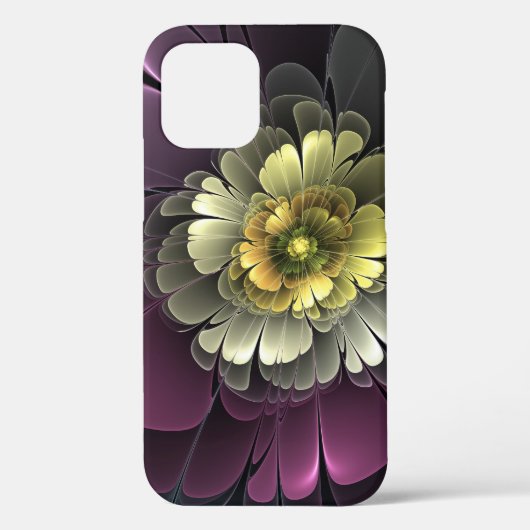 Abstracte moderne purper khaki grijze fractal bloe Case-Mate iPhone case (Achterkant)