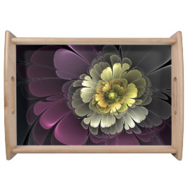 Abstracte moderne purper khaki grijze fractal bloe dienblad