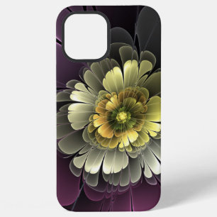 Abstracte moderne purper khaki grijze fractal bloe iPhone 12 pro max hoesje
