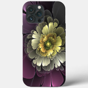 Abstracte moderne purper khaki grijze fractal bloe iPhone 13 pro max hoesje