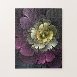 Abstracte moderne purper khaki grijze fractal bloe legpuzzel