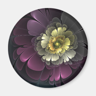 Abstracte moderne purper khaki grijze fractal bloe magneet