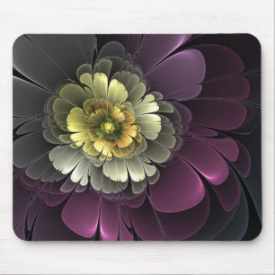 Abstracte moderne purper khaki grijze fractal bloe muismat
