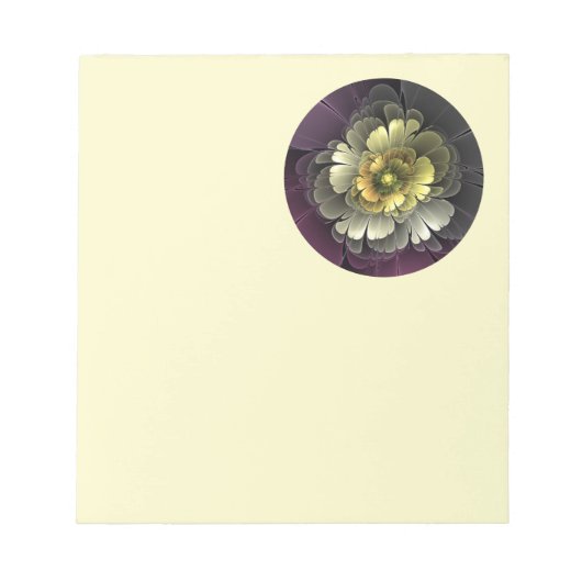 Abstracte moderne purper khaki grijze fractal bloe notitieblok (Voorkant)