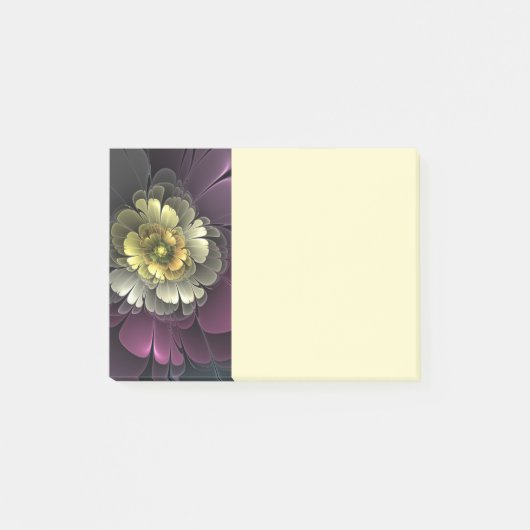 Abstracte moderne purper khaki grijze fractal bloe post-it® notes (Voorkant)