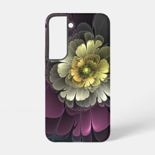 Abstracte moderne purper khaki grijze fractal bloe samsung galaxy hoesje