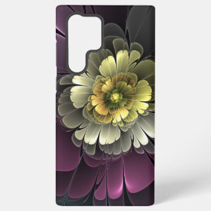 Abstracte moderne purper khaki grijze fractal bloe samsung galaxy hoesje