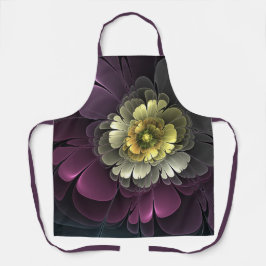 Abstracte moderne purper khaki grijze fractal bloe schort
