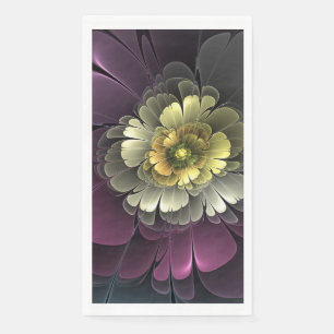 Abstracte moderne purper khaki grijze fractal bloe servet