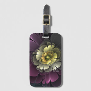 Abstracte moderne purper khaki grijze fractale blo bagagelabel