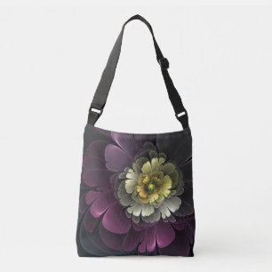 Abstracte moderne purper khaki grijze fractale blo crossbody tas