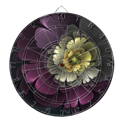Abstracte moderne purper khaki-grijze fractale blo dartbord (Voorkant)