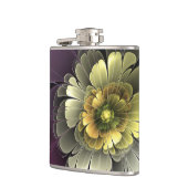 Abstracte moderne purper khaki grijze fractale blo heupfles (Links)