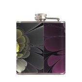 Abstracte moderne purper khaki grijze fractale blo heupfles (Achterkant)