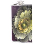Abstracte moderne purper khaki grijze fractale blo heupfles (Links)