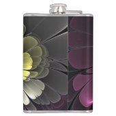 Abstracte moderne purper khaki grijze fractale blo heupfles (Achterkant)