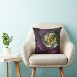 Abstracte Moderne Purper Khaki Grijze Fractale Blo Kussen