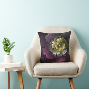 Abstracte Moderne Purper Khaki Grijze Fractale Blo Kussen