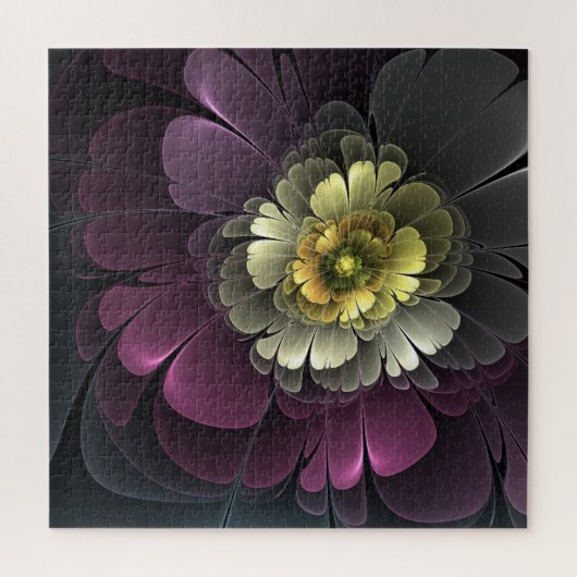 Abstracte Moderne Purper Khaki Grijze Fractale Blo Legpuzzel (Verticaal)