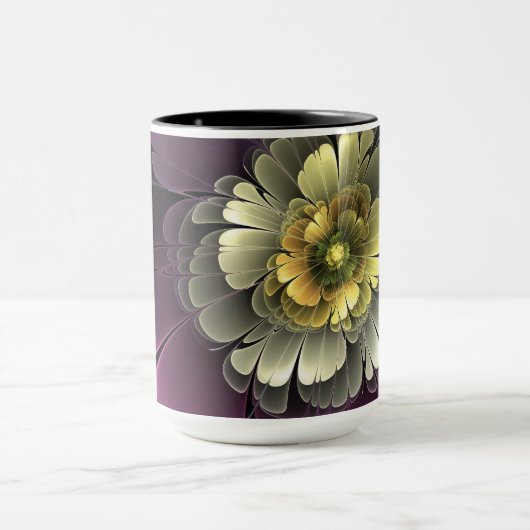 Abstracte moderne purper khaki-grijze fractale blo mok (Midden)