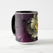 Abstracte moderne purper khaki-grijze fractale blo mok (Voorkant links)