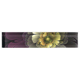 Abstracte moderne purper khaki grijze fractale blo naambordje