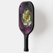 Abstracte Moderne Purper Khaki Grijze Fractale Blo Pickleball Paddle (Links)