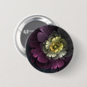 Abstracte moderne purper khaki grijze fractale blo ronde button 5,7 cm (Voorkant /achterkant)