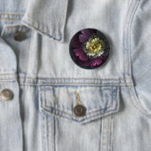 Abstracte moderne purper khaki grijze fractale blo ronde button 5,7 cm (In situ)