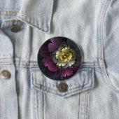 Abstracte moderne purper khaki grijze fractale blo ronde button 7,6 cm (In situ)