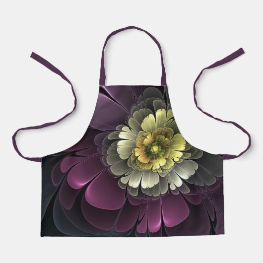 Abstracte moderne purper khaki grijze fractale blo schort (Voorkant)