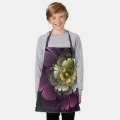 Abstracte moderne purper khaki grijze fractale blo schort (Gedragen)
