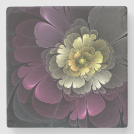 Abstracte Moderne Purper Khaki Grijze Fractale Blo Stenen Onderzetter