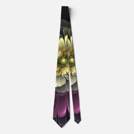 Abstracte Moderne Purper Khaki Grijze Fractale Blo Stropdas (Voorkant)