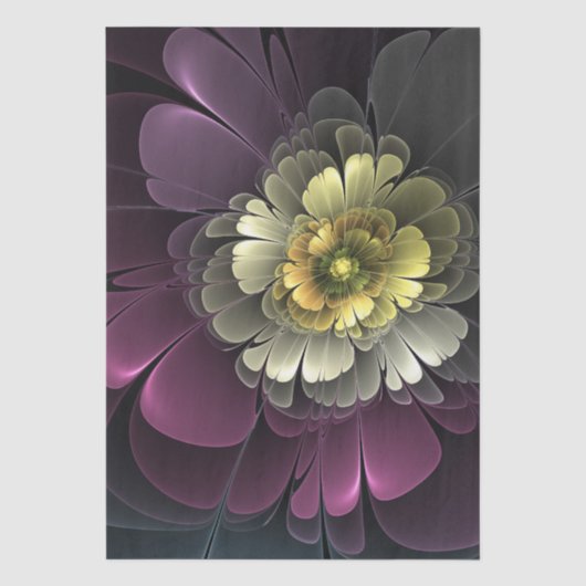 Abstracte moderne purper khaki grijze fractale blo tissuepapier (Voorkant)