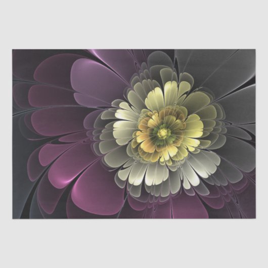 Abstracte moderne purper khaki grijze fractale blo tissuepapier (Voorkant)