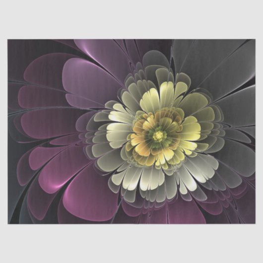 Abstracte moderne purper khaki grijze fractale blo tissuepapier (Voorkant)