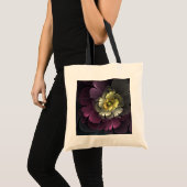 Abstracte moderne purper khaki grijze fractale blo tote bag (Voorkant (product))