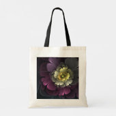 Abstracte moderne purper khaki grijze fractale blo tote bag (Achterkant)