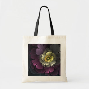 Abstracte moderne purper khaki grijze fractale blo tote bag