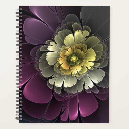 Abstracte moderne purperen khaki grijze fractale b planner (Voorkant)