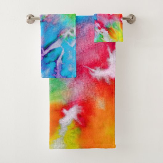 Abstracte moderne regenboogWaterverf Batik Tie Dye Bad Handdoek (Insitu)