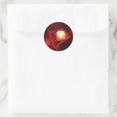 Abstracte moderne rode crème fantasie fractale kun ronde sticker (Tas)