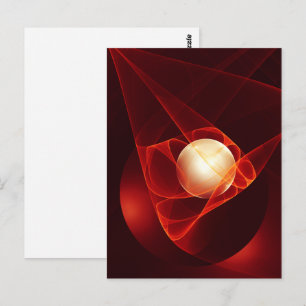 Abstracte moderne rode crème fantasy fractal kunst briefkaart