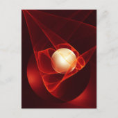 Abstracte moderne rode crème fantasy fractal kunst briefkaart (Voorkant)