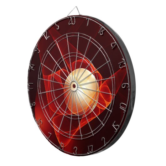 Abstracte moderne rode crème fantasy fractal kunst dartbord (Voorkant Rechts)
