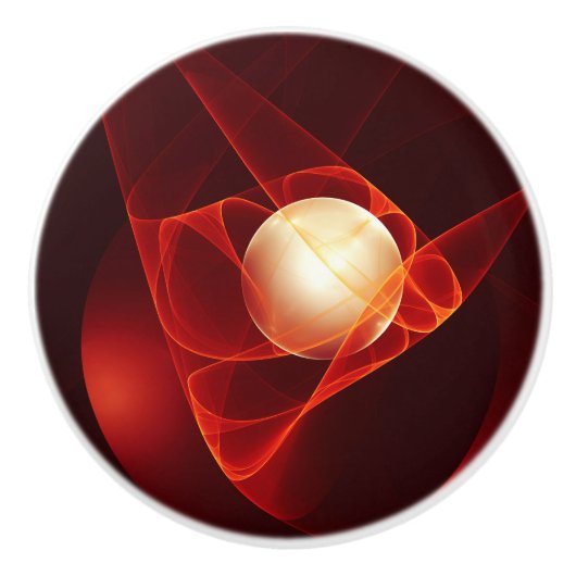 Abstracte moderne rode crème fantasy fractal kunst keramische knop (Voorkant)